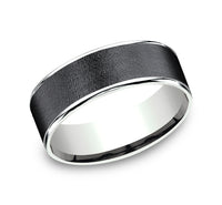 Ammara Stone 14Kt White Gold & Dark Tantalum 'The Sergeant' Wedding Band