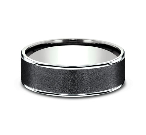 Ammara Stone 14Kt White Gold & Dark Tantalum 'The Sergeant' Wedding Band