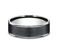 Ammara Stone 14Kt White Gold & Dark Tantalum 'The Sergeant' Wedding Band