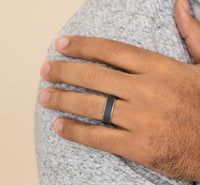 Ammara Stone 14Kt White Gold & Dark Tantalum 'The Sergeant' Wedding Band