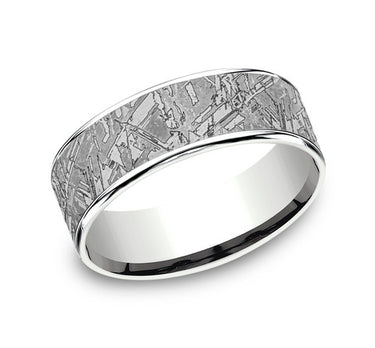 Ammara Stone 14Kt White Gold & Grey Tantalum 'The Gibeon' Wedding Band