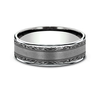 Ammara Stone 14Kt White Gold & Grey Tantalum 'The Edge' Band