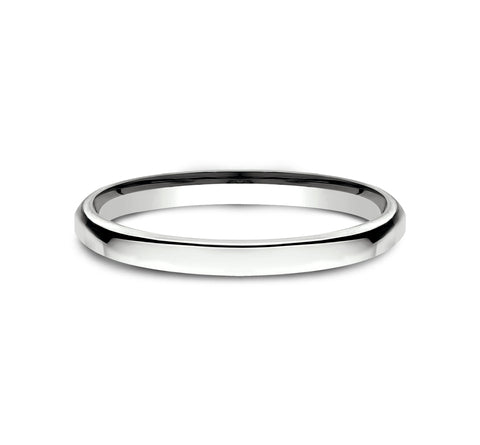 14Kt White Gold Comfort Fit 2.5mm Plain Wedding Band