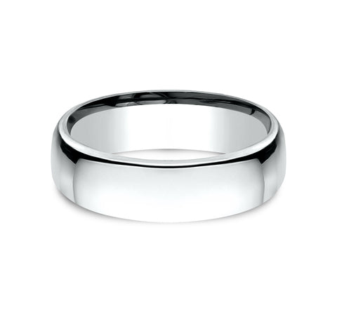 14Kt White Gold Euro Comfort-Fit 6.5mm Plain Wedding Band