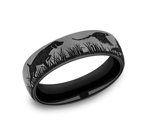 Brook & Branch Grey/Black Titanium 'The Pointer' Wedding Band