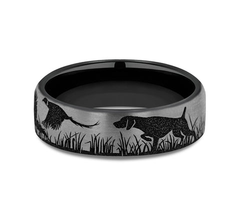 Brook & Branch Grey/Black Titanium 'The Pointer' Wedding Band