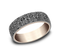 Ammara Stone 14Kt Rose Gold & Grey Tantalum 'The Wave' Wedding Band