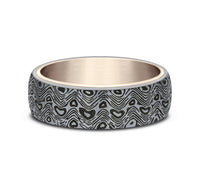 Ammara Stone 14Kt Rose Gold & Grey Tantalum 'The Wave' Wedding Band