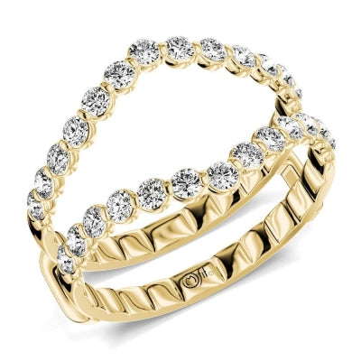 My Caroline 14Kt Yellow Gold Chevron Insert Guard Ring With .55cttw Natural Diamonds