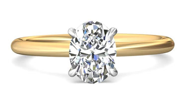 14Kt Yellow Gold Petite 1.5mm Tulip Solitaire Ring With 1.00ct Oval Natural Diamond