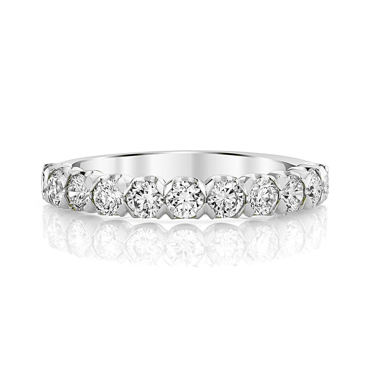 14Kt White Gold X's and O's  Ring With .75cttw Natural Diamonds